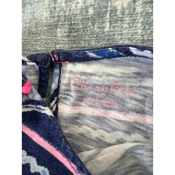 Cherokee Blue Pink w Poms Striped Dress 3T - Picture 3 of 5